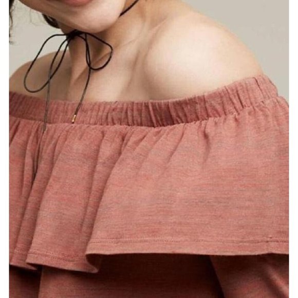 Anthropologie Dolan Left Coast Womens Charla Top Pink Off‎ Shoulder Ruffle S - Picture 2 of 9